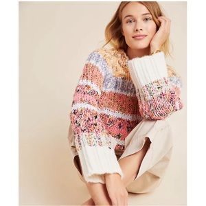 anthropologie kahalo womens
sweater size M multi colored
striped chunky knit
